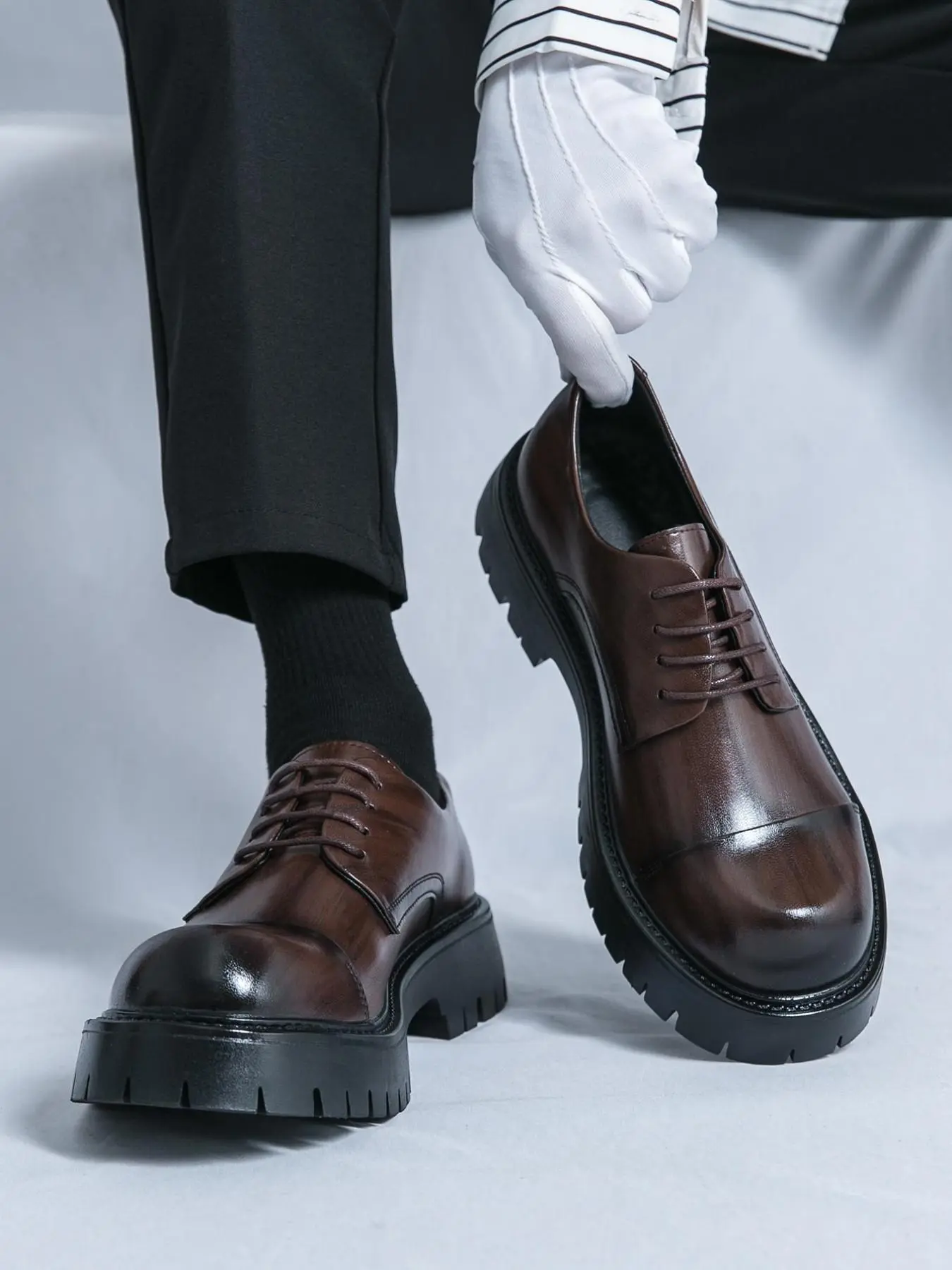 Men's Business Formal Lace Up Dress Shoes, Fashionable Solid Color Derby Shoes for Work Office, Male All-match Shoes for Daily Wear, Boy
