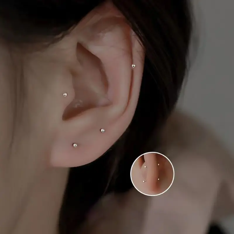 Anting-anting Stud Mini, Fesyen dan Trendi, Untuk Wanita dan Gadis, Anting-anting Kecil Geometri Harian, Aksesori Kuku Tulang Telinga, 1 Pasang