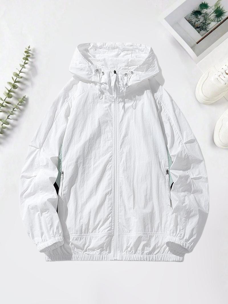 Product Introduction of Men's Colorblock Windproof Jacket, Regular Fit Casual Long Sleeve Zip Up Jacket for Summer, Fashion Men's Outerwear for Outdoor Activities, Menswear 7