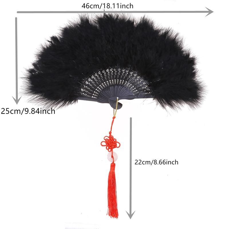 Product Introduction of [Back To Nature]Full Velvet Thickened Feather Fan Cheongsam Catwalk Performance Dance Folding Fan Square Dance Feather Fan 13