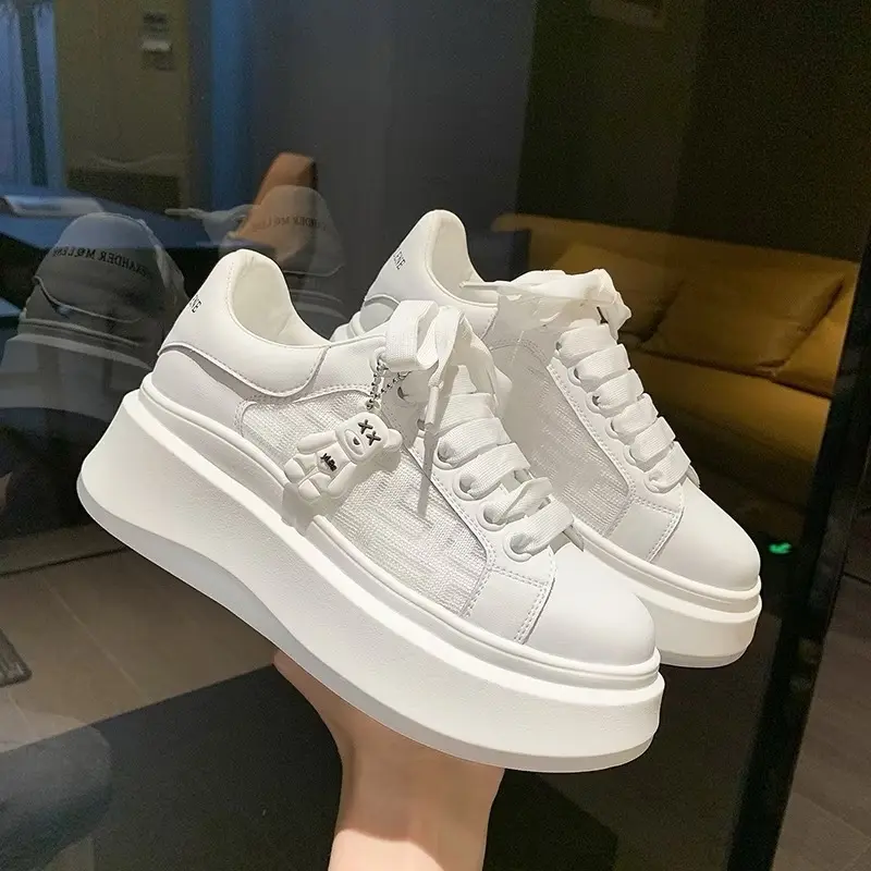 (Fullbox + Tag gấu ) Giày Thể Thao Đế Kếp phối lưới thoáng khí Đế 5cm phom đẹp Shoes Sneaker Nữ 1