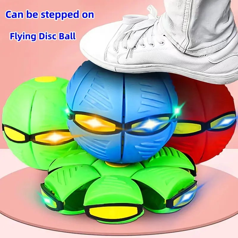 Kids Flat Throw Disc Ball Flying UFO with Light For Children's Toy Balls Boy Girl Outdoor Toy