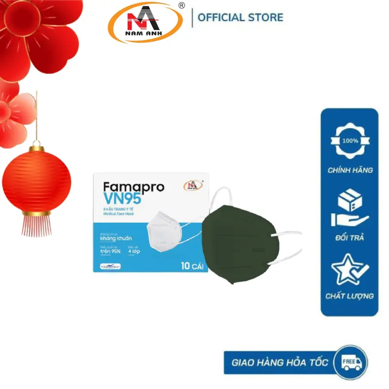 [Combo 10 hộp Vn95 ] Khẩu trang y tế kháng khuẩn cao cấp 4 lớp Famapro VN95 khẩu  trang 4