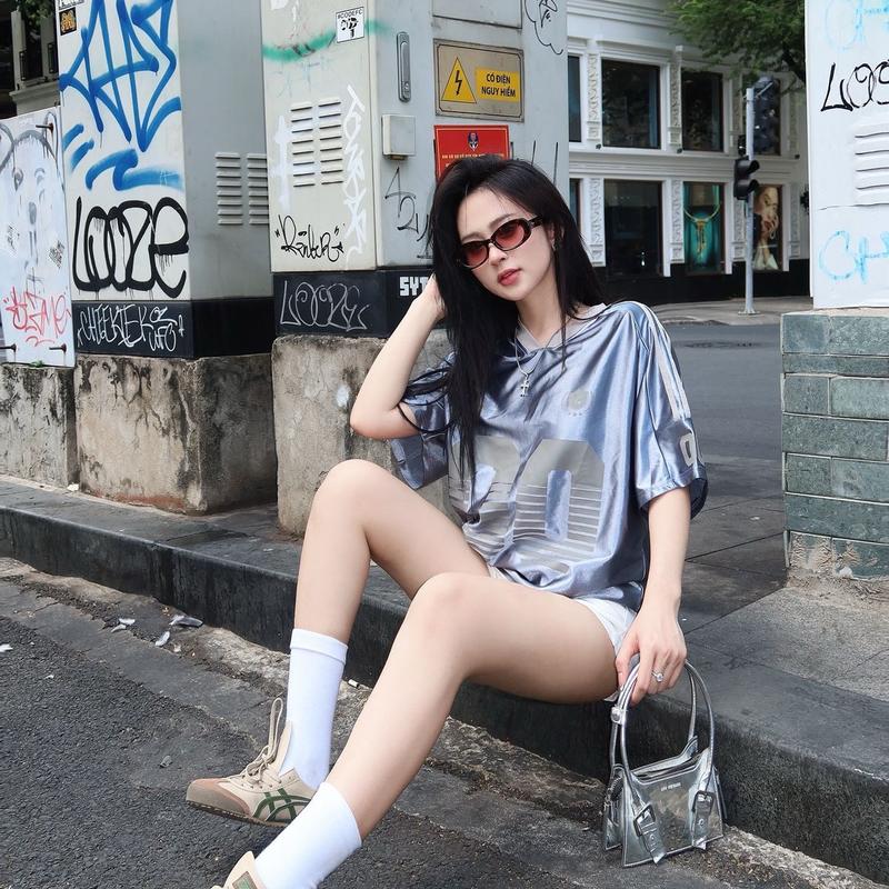 Áo New Jersey Thể Thao Ngắn Tay ZNATION Form Rộng Unisex Nam Nữ Cổ Chữ V Hình In Lụa 4