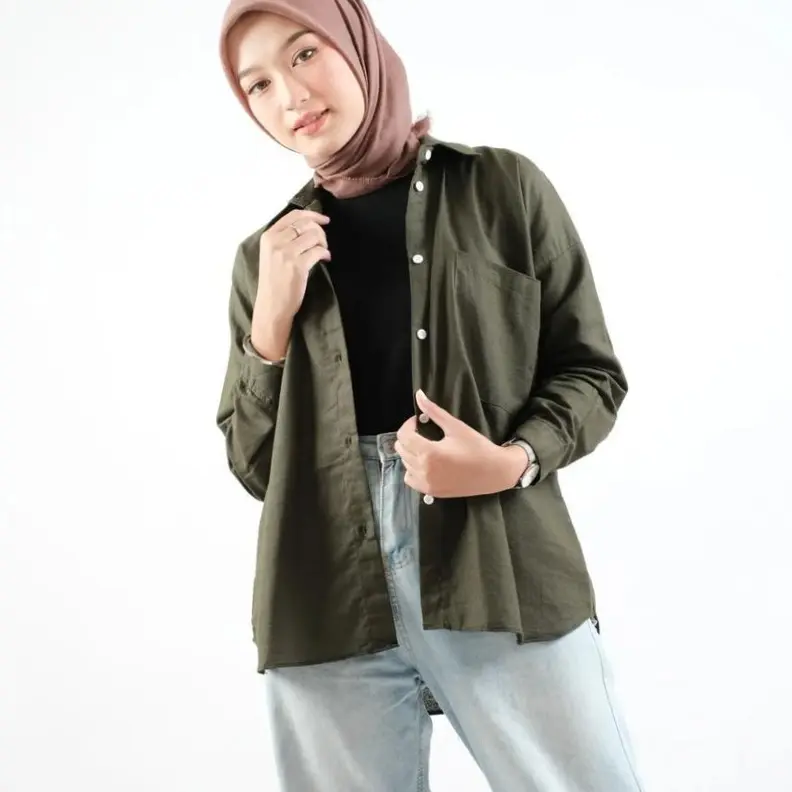 KALEA SHIRT - Kemeja Katun Linen Basic Oversize Atasan wanita Elegan Baju Fit 1