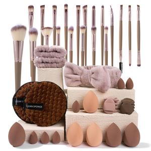 Makeup Tool Set, 27pcs/47pcs Makeup Brush & Headband & Wristband & Sponge & Finger Powder Puff & Cleansing Puff, Multi-functional Beauty Tools for Women, Makeup Brushes Set, Valentine's Day Gift