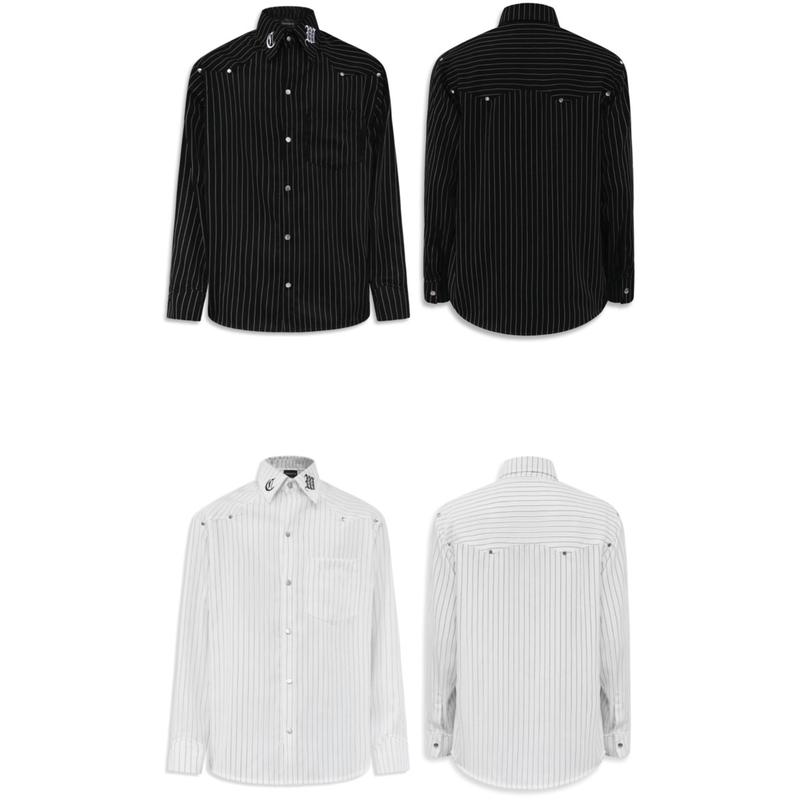  CHIVALRY Áo Sơ Mi Sọc Western phối Đinh Tán 