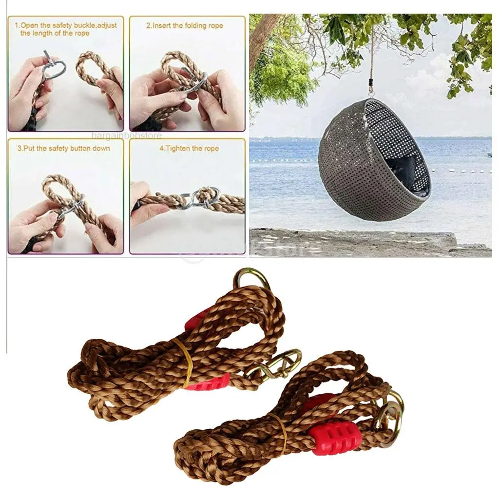 2x Length Adjustable Nylon Swing Rope Kit STRONG Garden Hanging Tree Stra
