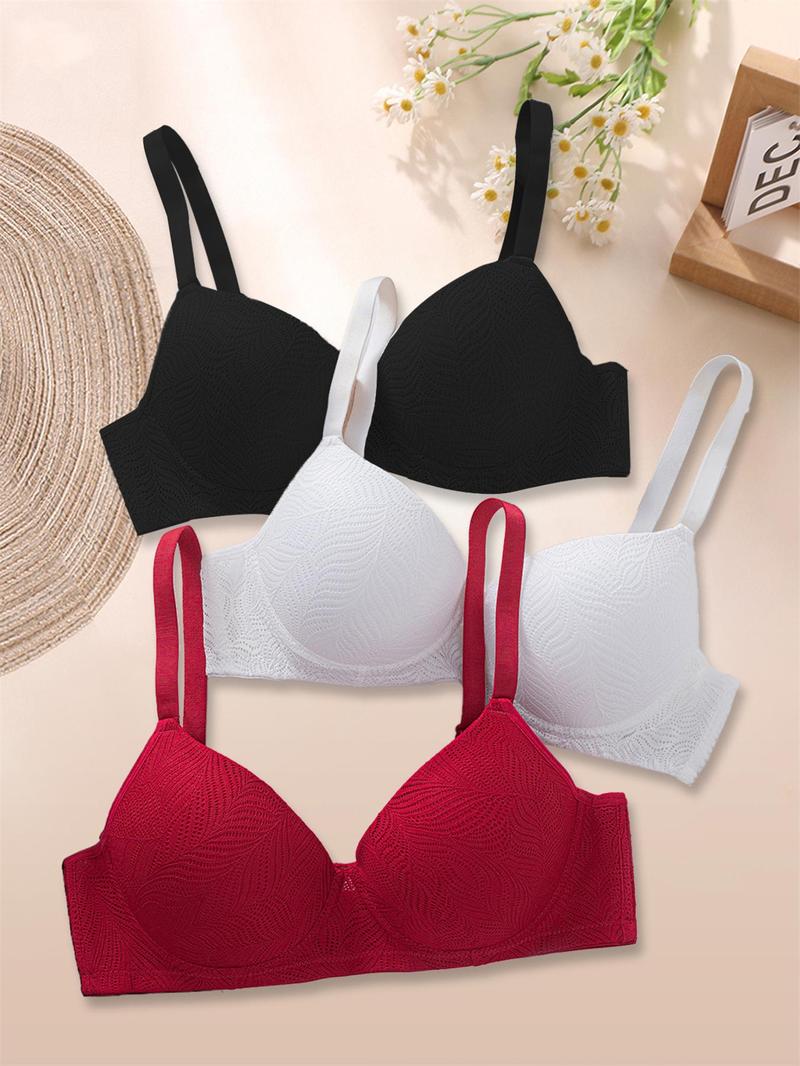 Product Introduction of Women's Leaf Pattern Underwire Bra, Breathable Comfortable Push Up Bra, Soft Lingerie for All Seasons 4
