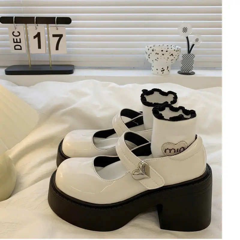 (From To Lui Size) Giầy BúP Bê Mary Jane Lolita đế cao 7cm Chất da bóng siêu êm (Hànhqc fullbox) cho Nữ - Shoes 0