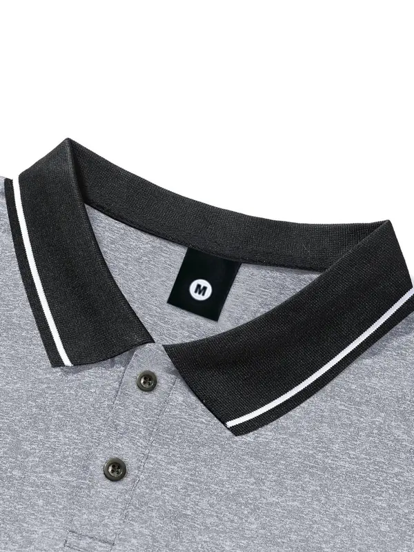 Men's Regular Fit Contrast Binding Polo Shirt, Casual Short Sleeve Top for Summer, Fashion Men's Clothes for Daily Wear 5