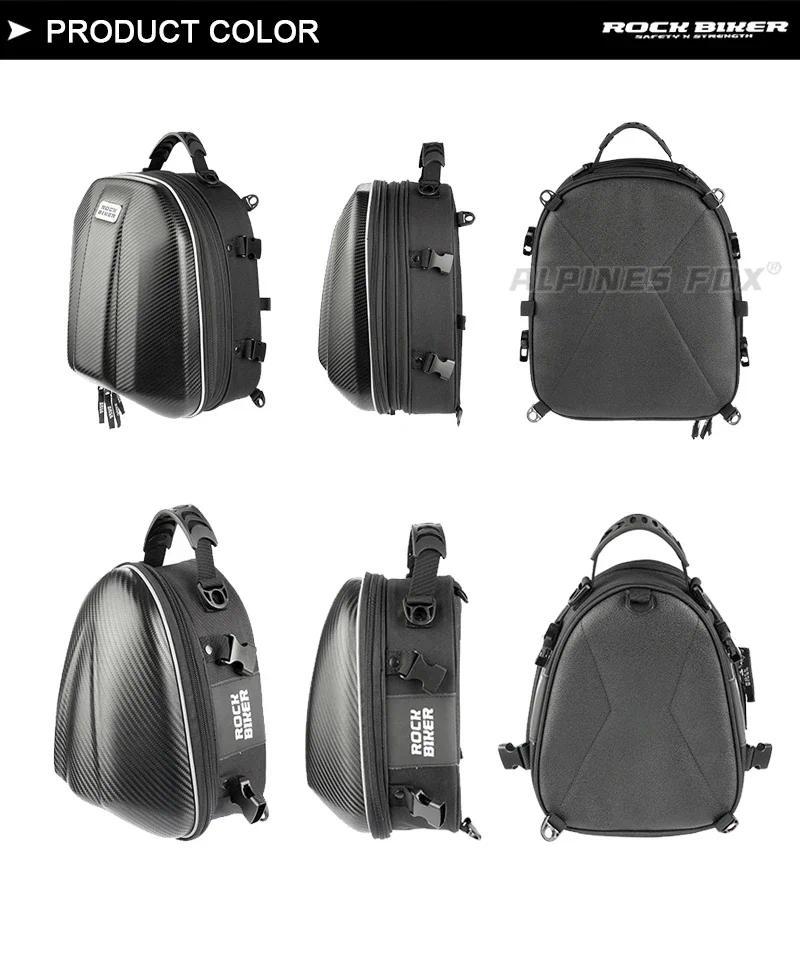 Product Introduction of ROCK BIKER 18-24L Carbon Fiber Motorcycle Tail Bag Waterproof Motorbike Rear Back Seat Bag Moto Helmet Travel Bag Rider Backpack 21