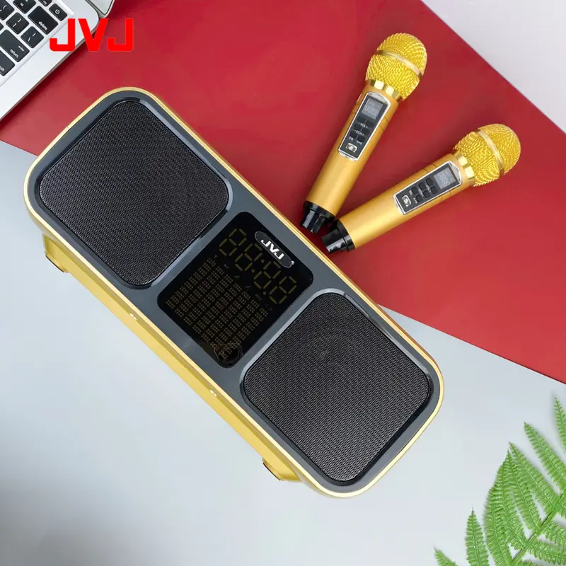 Loa bluetooth karaoke 2 mic SD-318 JVJ Không dây, kèm 2 mic công suất lớn 30W  có ba màu vàng, xanh, ghi dùng để Nghe Nhạc và Hát Karaoke - Bảo hành 6 Tháng 6