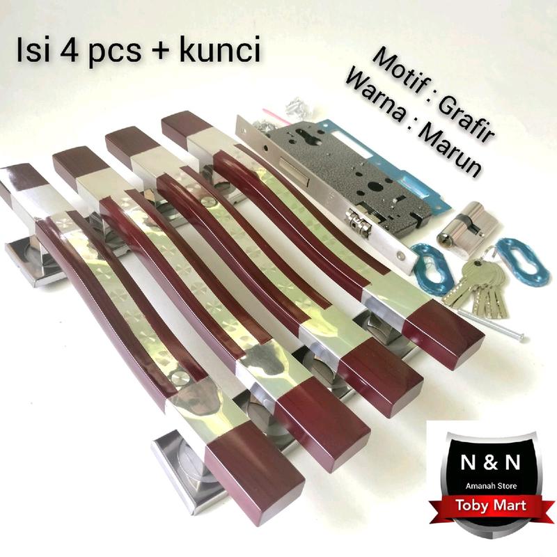 Fullset Gagang Pintu Rumah UNGU 45cm 33cm / Handle pintu rumah stainless Anti Karat 8