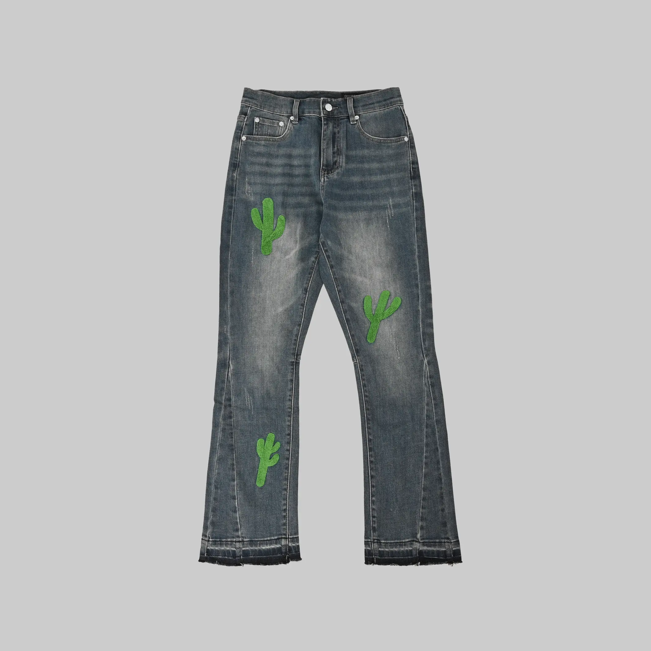 Doublewin Cactus Engraved Denim Quần Jean Họa Tiết Xương Rồng Nam