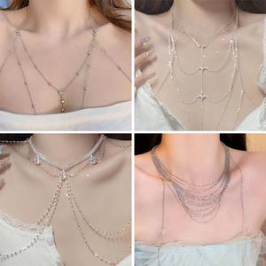 โซ่หลายชั้น, สไตล์ยุโรปและอเมริกา, พู่, ห่วงโซ่ร่างกาย, เพทาย Rhinestone, ห่วงโซ่หน้าอก, ห่วงโซ่คอ, เหมาะสำหรับงานปาร์ตี้และวันเกิด, เครื่องประดับคนดังทางอินเทอร์เน็ต