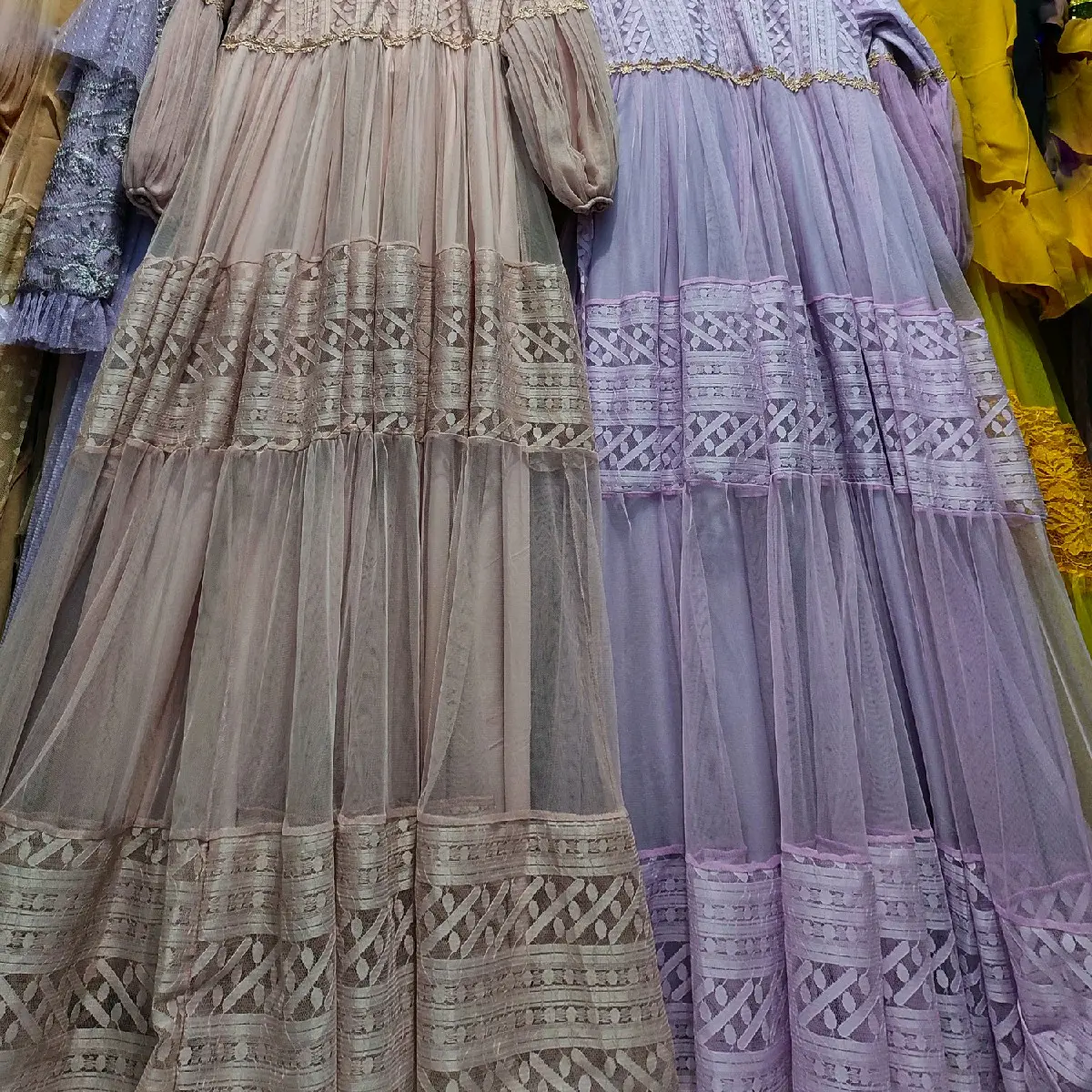 Gaun Tile Brukat Mewah Couple Ibu&anak Brukat Mix Tille