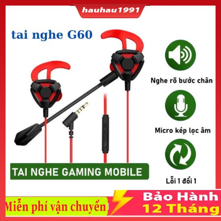  Tai nghe gaming G60 có mic tai nghe chơi game PUBG mobile   FF   ROS   Tốc chiến mic rời 360° 