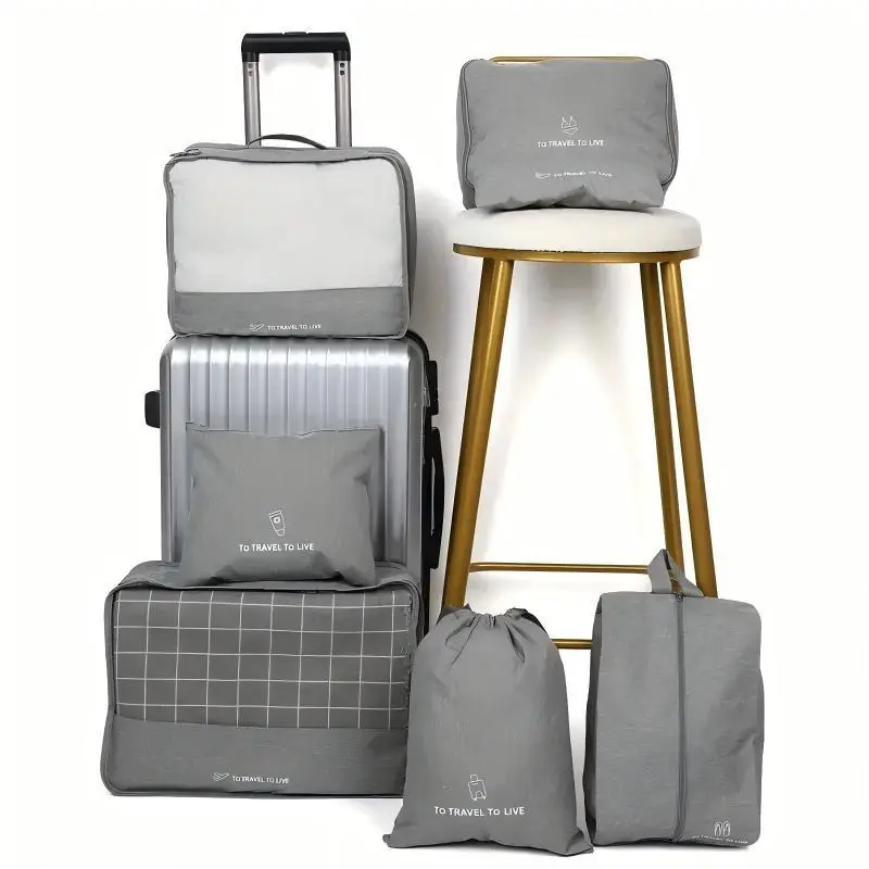 Travel Storage Bag Set, 7 Counts/set Lightweight Luggage Bag & Shoe Bag & Wash Bag, Hand Luggage Travel Bag Storage Bag 6