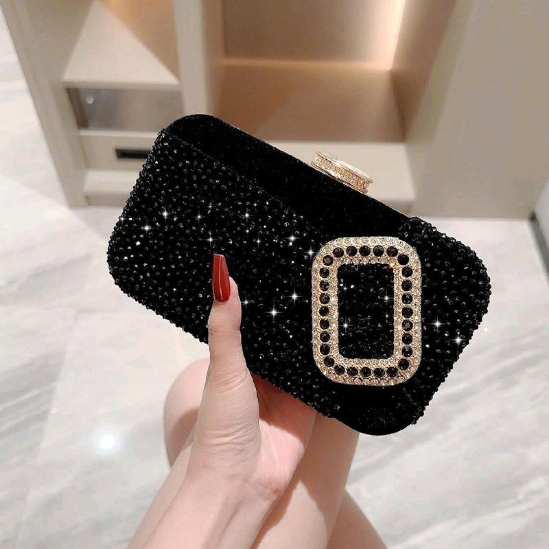 Túi Xách Nữ Đeo Chéo Women Bag Clutch Cầm Tay Cốp Đi Tiệc Chất Nhung Đính Đá Khóa Lệch Kèm Dây Xích Size 20 HÀNG QC Kem Đồng tuixach kim