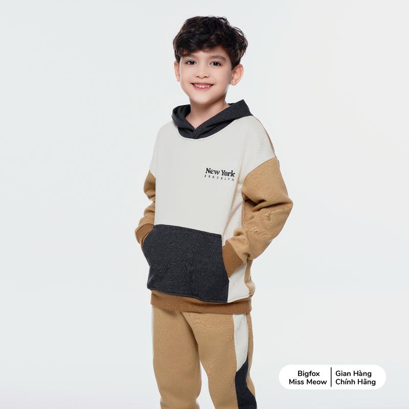 Bộ thu đông bé trai size đại BIGFOX MISS MEOW dài tay có mũ, vải nỉ bông ấm áp cho trẻ em cỡ 3,9,11 tuổi 20k 40kg 1992 2