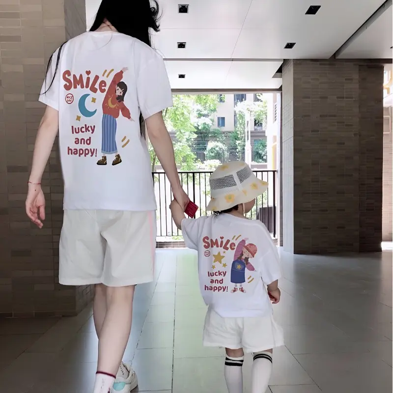 Áo thun gia đình hoạ tiết Smile in 2 mặt sắc nét mặc đi chơi, ở nhà đều đẹp, chất cotton mềm mại, co dãn thoáng mát - TA10 7