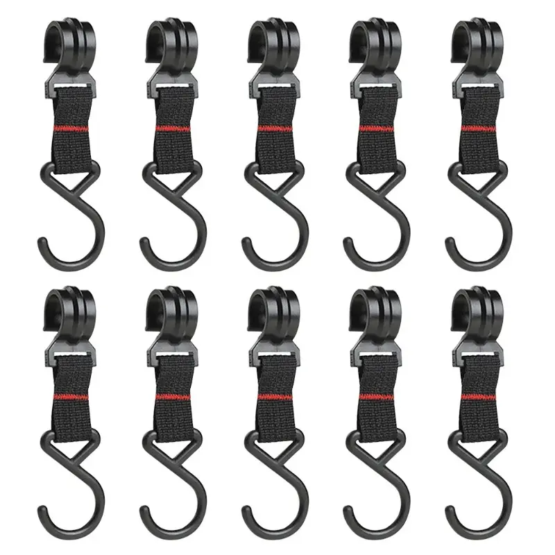 Outdoor Camping Storage Shelf - Durable Plastic Steel Hooks with Adjustable Nylon Straps, Versatile