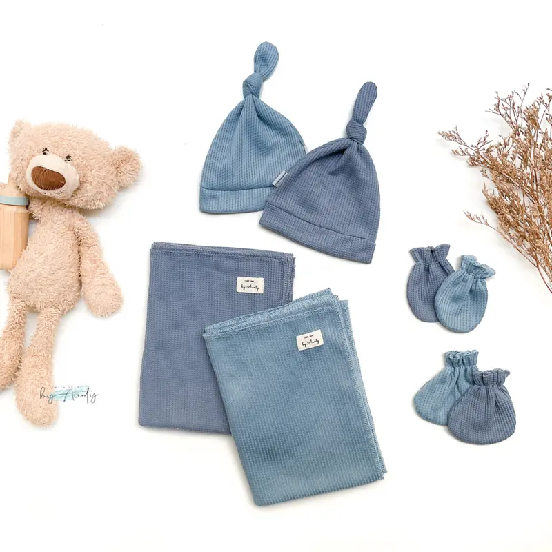 SHOPBYAUNTY - Texture Swaddle with Knot Hat (Bedong Bayi dan Topi Kuncup) 0