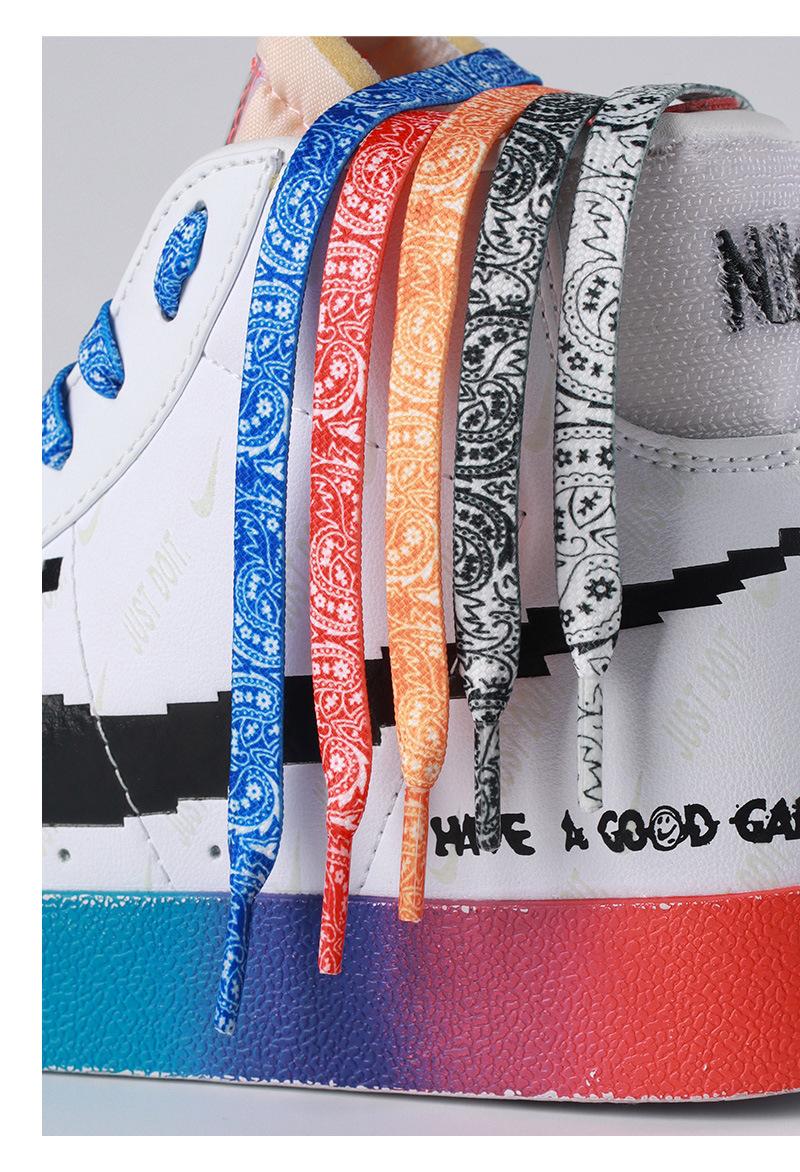Product Introduction of Compatible AJ1 Air Force One Colorful Trendy Shoelaces for Men and Women Flat AJ4 Creative AF1 Shoelaces Paisley Shoelaces 17