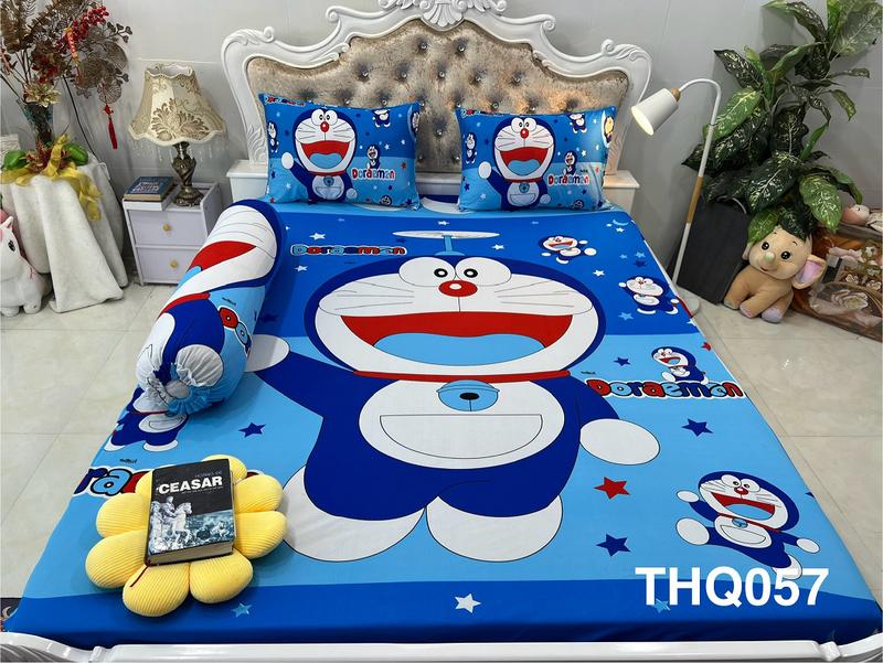 bộ drap thun lạnh hàn quốc Mon và mẫu cho bé (1 ga, 2 vỏ nằm, 1 vỏ ôm) vải thun mát, không xù lông