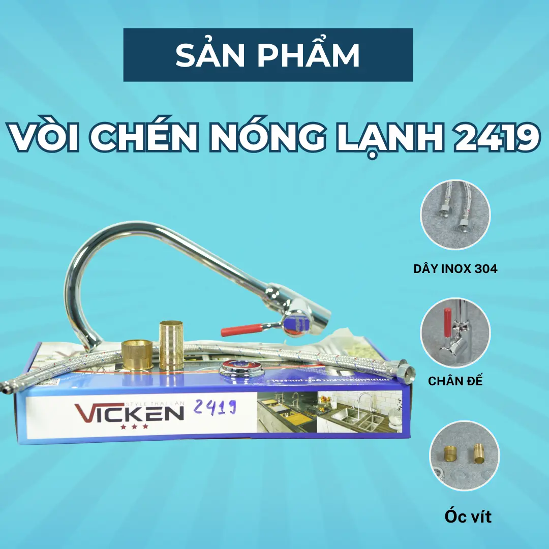 Vòi rửa chén tay đũa ( đỏ, đen) đồng thau nóng lạnh  chống bắn nước- MS 2419 vòi  sen