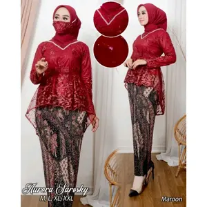 kebaya Aurora swaroski /set kebaya wisuda /baju pagar ayu/tunik set rok