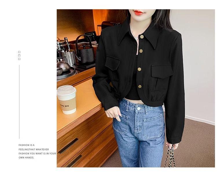 Product Introduction of Áo Khoác Áo Ghi Lê Túi Hộp, Dành Cho Nữ, Hàng Mới Về Mùa Thu 2023, Cao Cấp, Nhỏ, Dài Tay, Dễ Phối Đồ, Bó Sát, Áo Ngắn 13