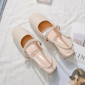 POPIONEER レディース2025新しい優しいエレガントなスタイルフレンチブロックヒールミディアムヒールスリングバックサンダルメアリージェーンシューズ