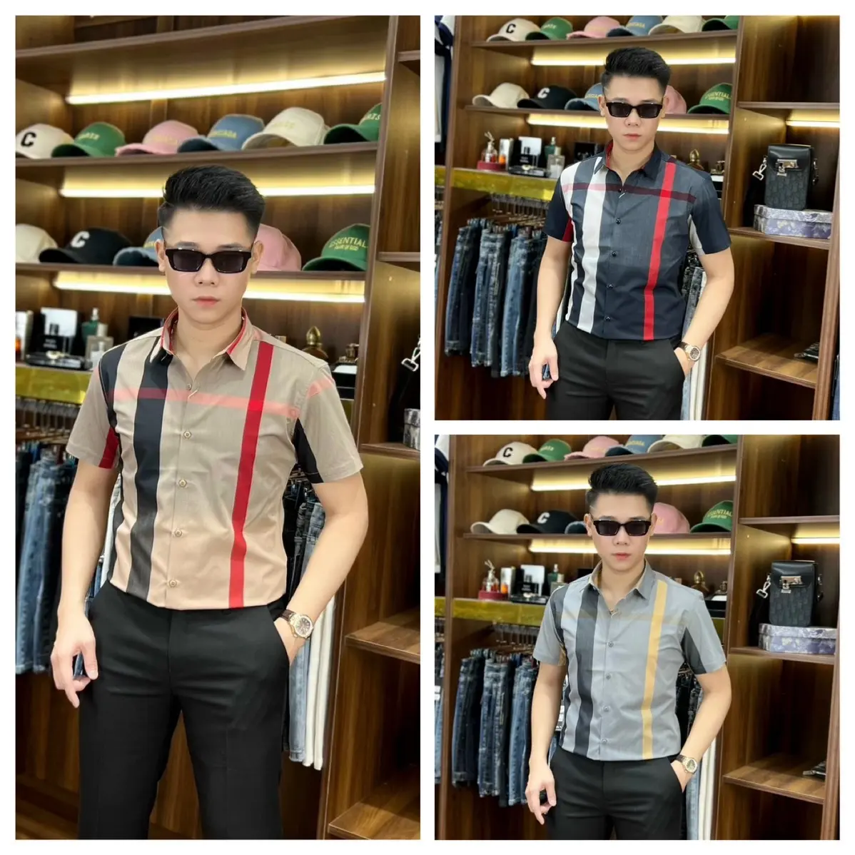 Áo Sơ Mi Kẻ Sọc Cộc Tay Nam Mềm Mịn Mát 3 Màu M25 Menswear Shirt Ong