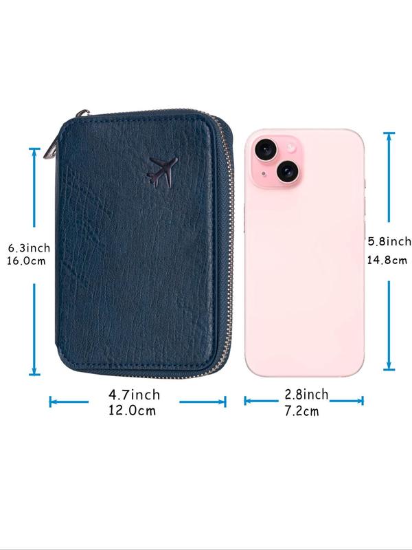 Solid Color Zipper Closure Passport Wallet, Fashionable Travel Document Holder Cover, Casual Trendy Versatile High-quality Passport Case for Women & Men 2
