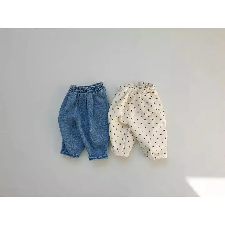 Quần dài cho bé trai và bé gái màu xanh và bi đen 6