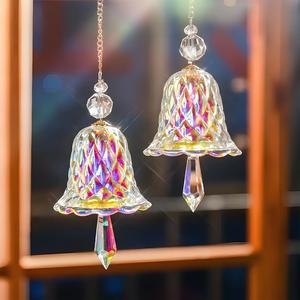 Crystal Sun Catcher Bell Decor, 1 Count Colorful Hanging Decor, Hanging Ornament for Home Garden Party Wedding, Home Decor