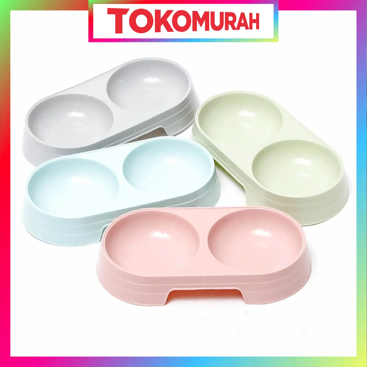 Mangkuk Ganda 2 in 1 Kucing Anjing Anti Licin Anti Semut Mangkuk Makan Bulat Aksesoris Hewan Peliharaan R931