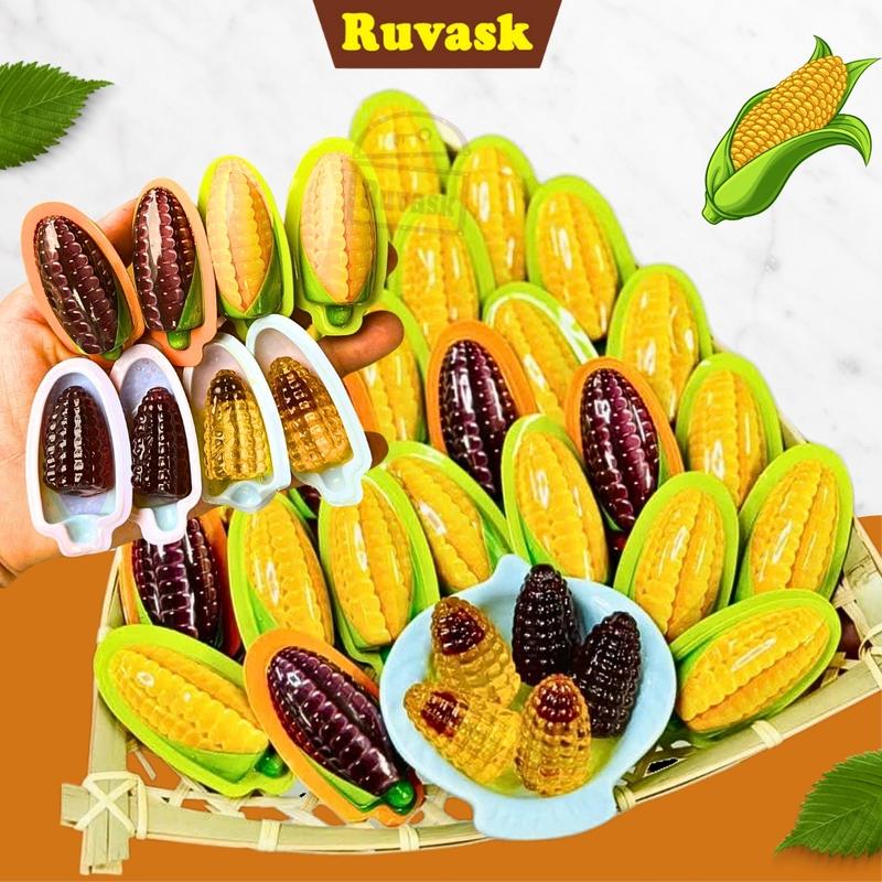  Kẹo Bắp Dẻo 3D Nhân Ngô Chảy BỊCH 500g THƠM NGON - Kẹo Ngô Trong Suốt 3D Nhân Tan Chảy - Kẹo Ruvask 