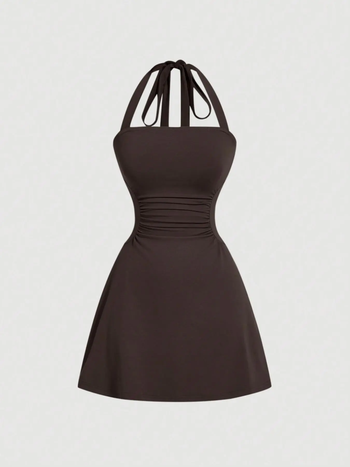 Women's Solid Backless Halter Neck Dress, Casual Fashion Tie Back Sleeveless A Line Dress for Daily Outdoor Wear, Women Dress for Spring Fall