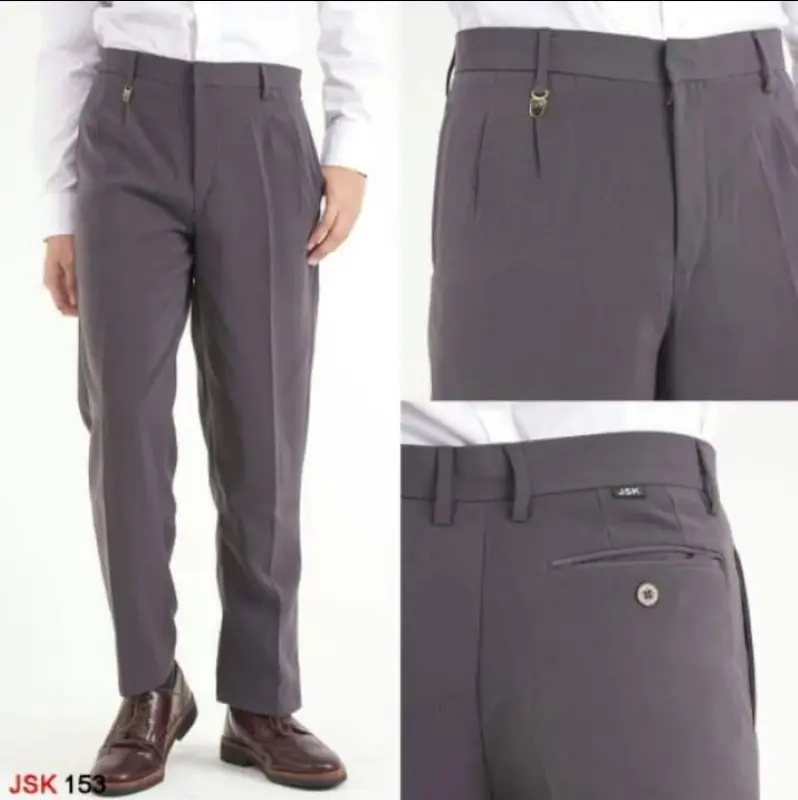 CELANA PANJANG PRIA dewasa BAHAN TEFLON MODEL REGULER FIT Cream Hitam Formal  Kain Kerja Polos Kantor Kantong Dalam Nyaman celana Standar non Slimfit dinas laki 4