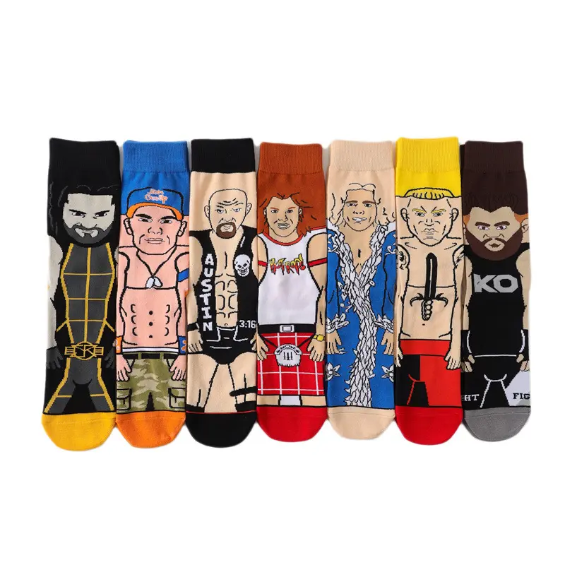 Socks Cotton WWE For Men Student Cartoon Movie Wrestling Cosplay Funny Unisex Long Tube Socks