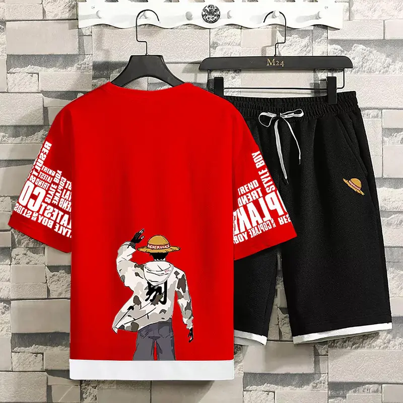 Bisa Cod/Kaos Distro Cowo/Setelan Topi - Setelan Atasan Kaos Celana Pendek/1 set outfit cowok (M-L-XL) 1