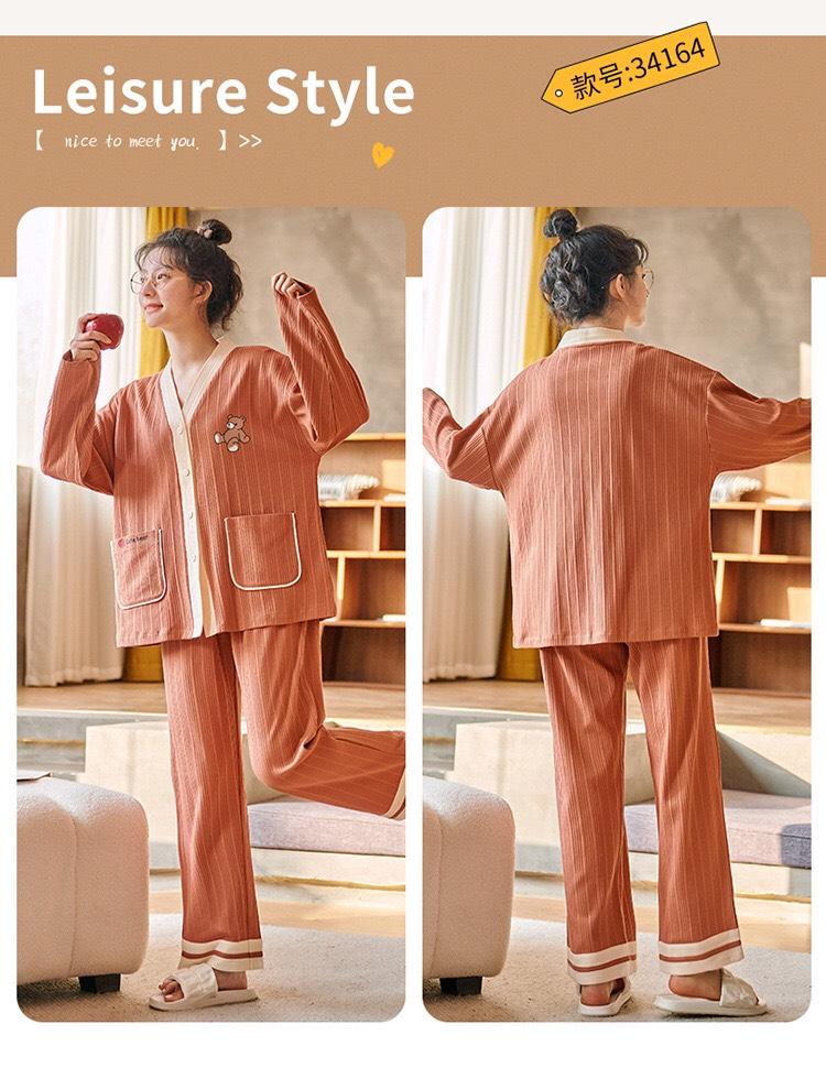 Product Introduction of [TD6]Bộ Ngủ Nữ Pijama Áo Dài,Quần Dài, Chất Liệu Cotton Len Tăm Thu Đông 2023( Hàng Quảng Châu Cao Cấp) 7