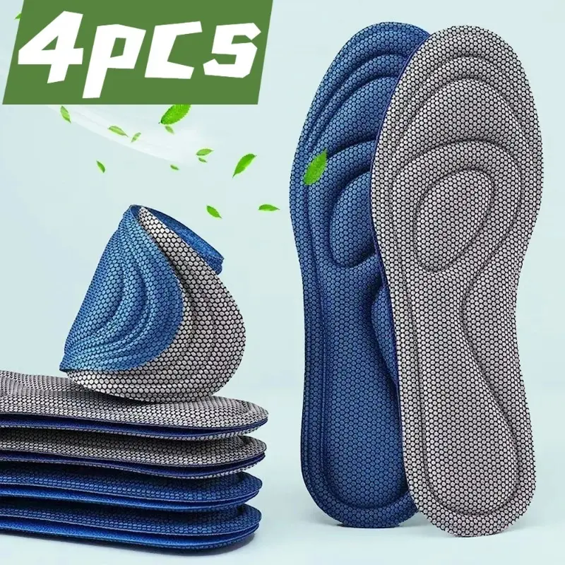 2 Pasang Memory Foam Insole Lembut Penyerapan Peluh Sisipan Telap Udara Kasut Sukan Lelaki Wanita Pad Larian