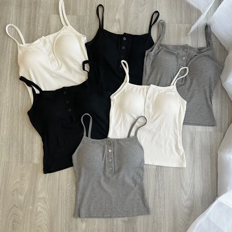 Ao2s1260_P10K7 - (KÈM MÚT) Áo 2 dây cài cúc trước kèm mút trong ôm dáng