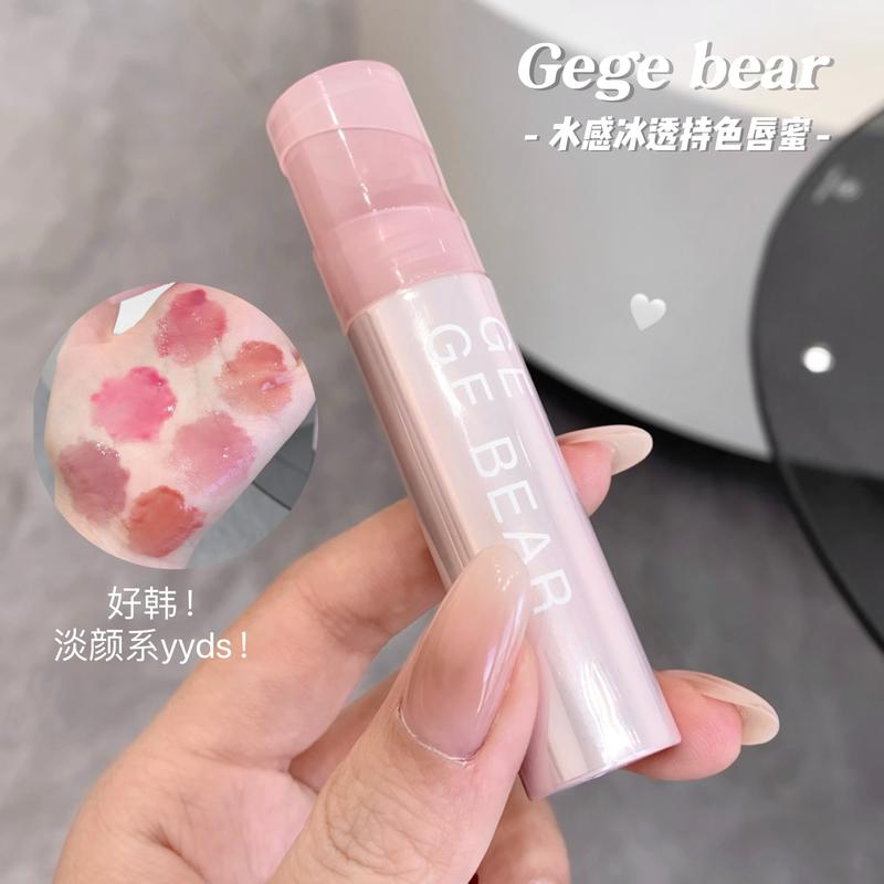 Women Son Bóng Giữ Màu Trong Suốt, Gấu Gege Và Gogo, Cảm Giác Nước, Dạng Thạch, Dưỡng Ẩm, Cảm Giác Trong Suốt, Dễ Thương Và Gợi Cảm, Son Môi Dạng Nước Nhẹ Cosmetic 3