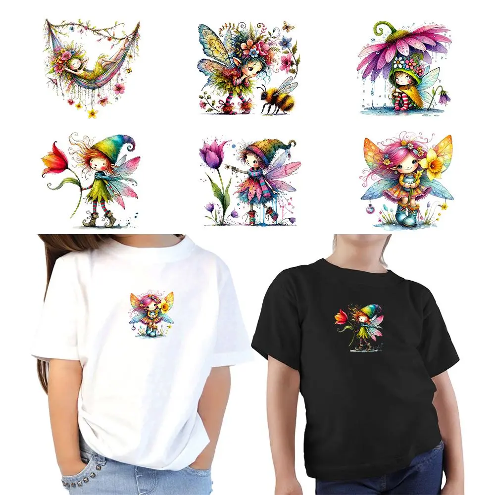 Boho Fairy Pattern Iron on Heat Transfer Vinyl Bundle, 6 Counts/set Vibrant Color Heat Transfer Sticker, Easy to Apply for DIY T-shirts, Bags, and Hats