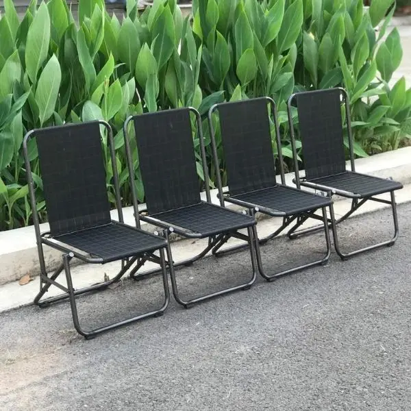 Bộ 4 ghế xếp, sắt sơn tĩnh điện lưới lò xo, tựa lưng 75cm và 85cm, chịu tải 120kg, sử dụng trong quán cafe, ban công, dã ngoại